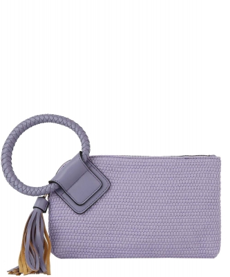 Canvas Cuff Handle Tassel Wristlet Clutch JYM-0438 LAVENDER